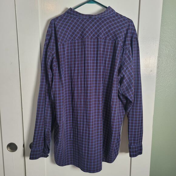 Duluth Trading Co Size 2XL Purple Plaid Button Up Wool Blend Knit Long Sleeve - Picture 2 of 7